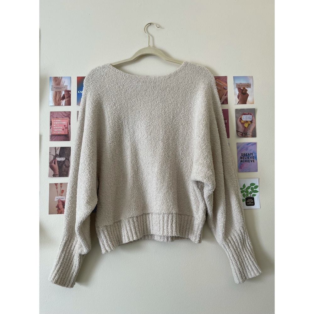 beige fuzzy sweater